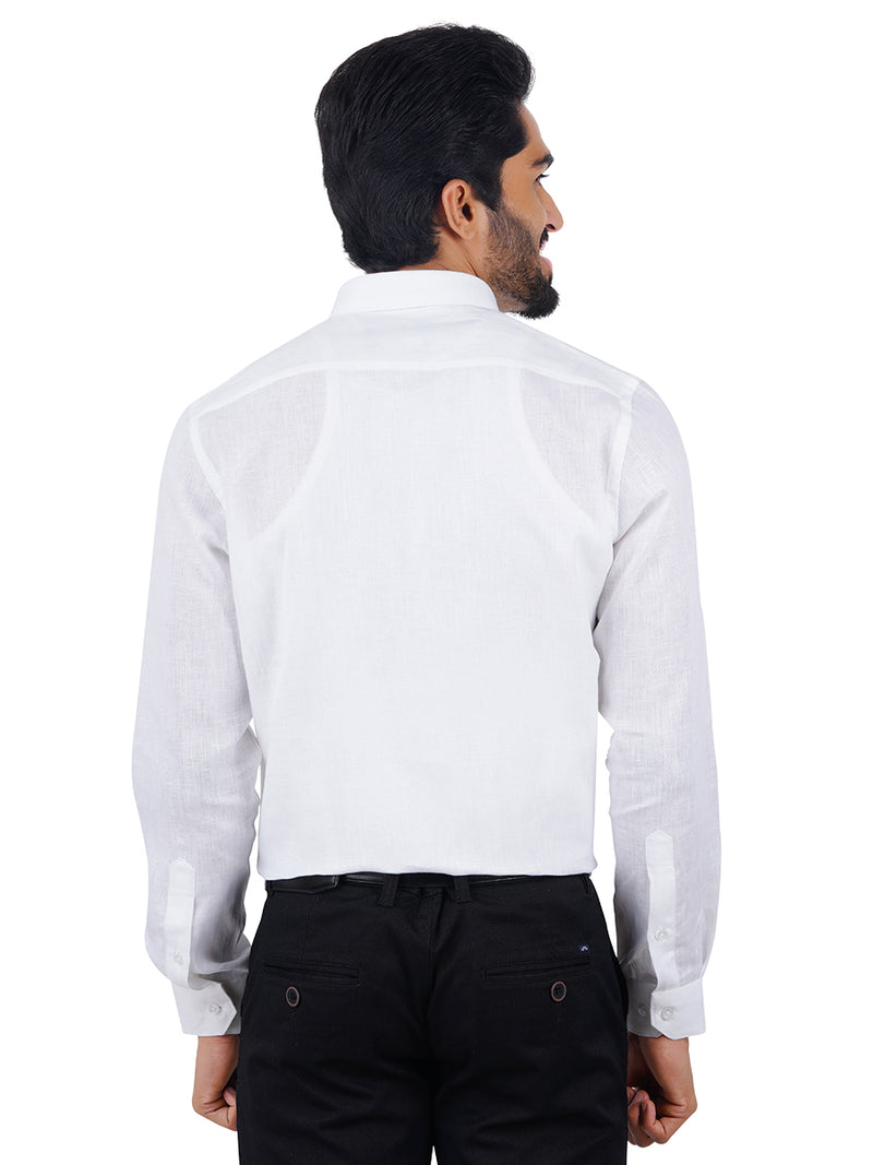 Mens 100% Pure Linen White Shirt Full Sleeves 5605