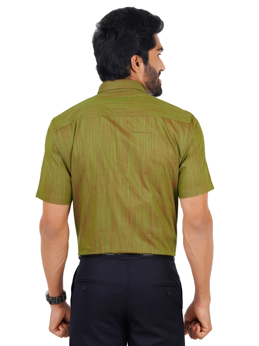 Mens Cotton Formal Shirt Half Sleeves Green T32 TH8-Backv iew