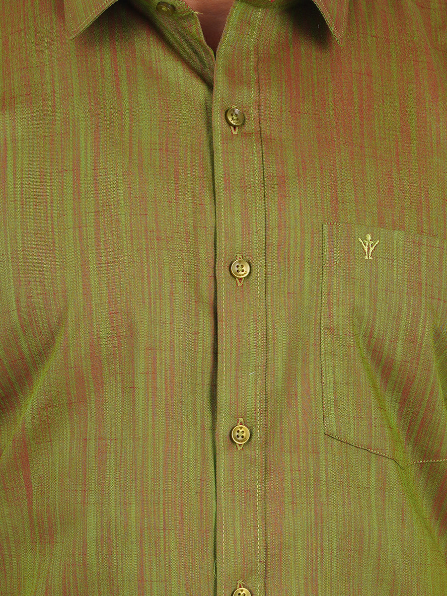 Mens Cotton Formal Shirt Half Sleeves Green T32 TH8-Zoom view