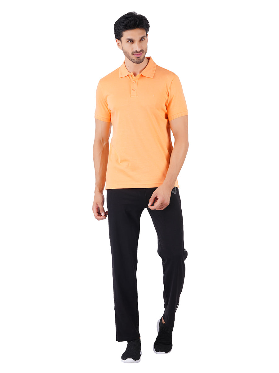 Men's Peppy Peach Super Combed Cotton Half Sleeves Polo T-Shirt-Full view
