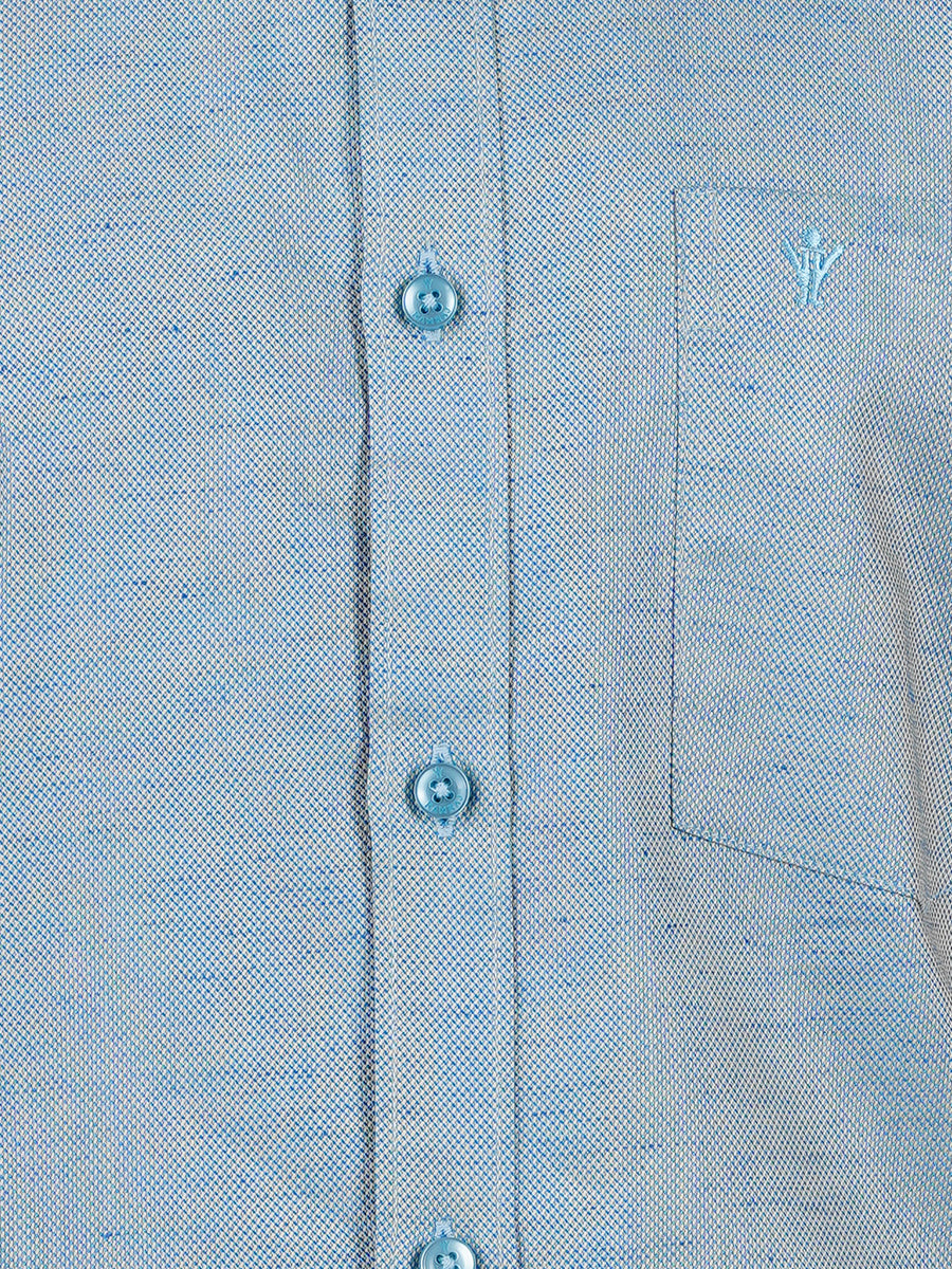 Men Poly Cotton Shirt Half Sleeves Pale Cyan T18 CY5