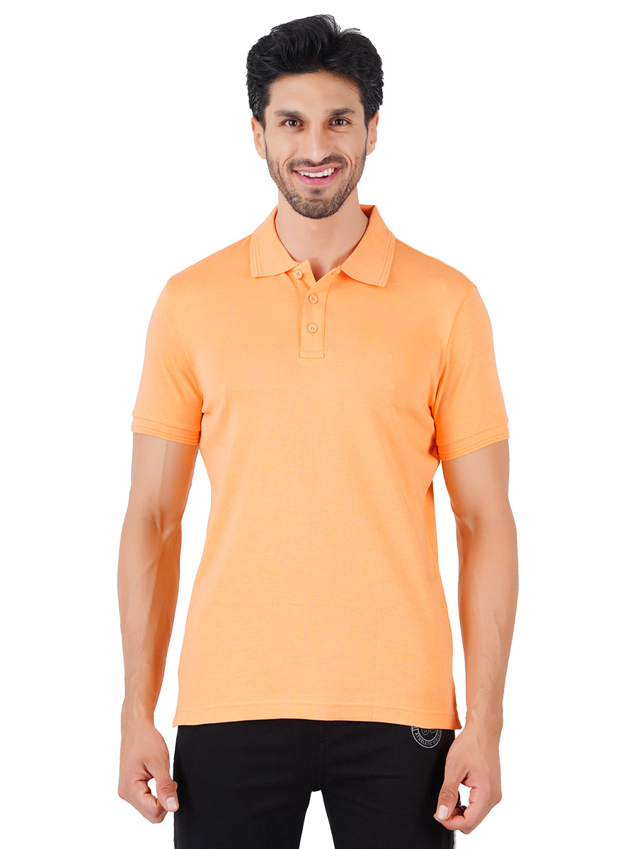 Men's Peppy Peach Super Combed Cotton Half Sleeves Polo T-Shirt