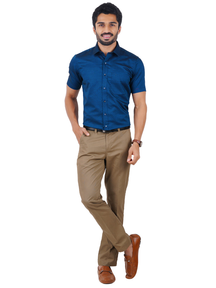 Premium Cotton Shirt Half Sleeves Dark Blue EL GP6-Full view