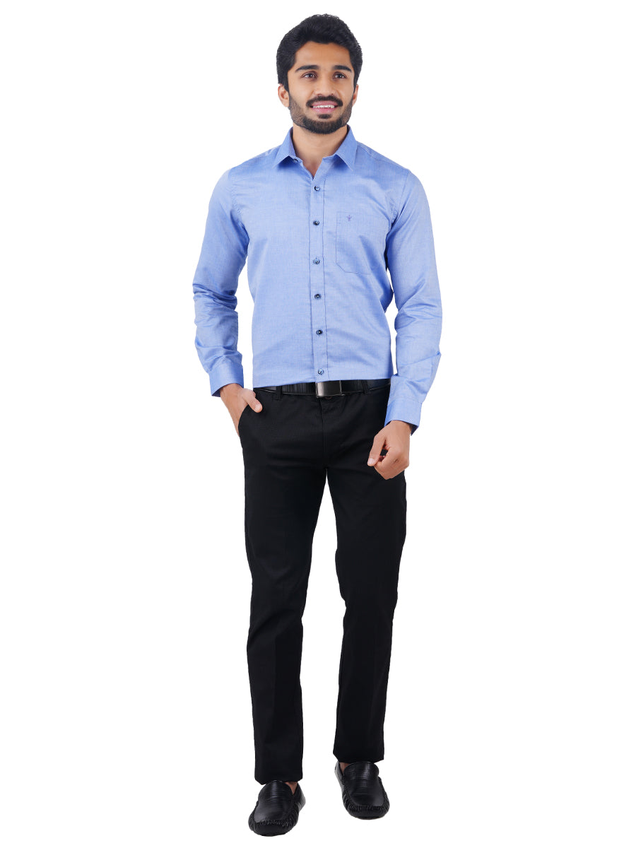 Premium Cotton Shirt Full Sleeves Blue EL GP5-Full view