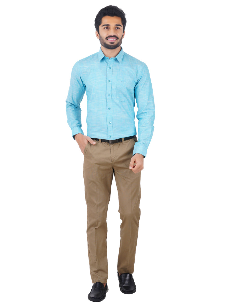 Mens Formal Shirt Full Sleeves Plus Size Sky Blue CL2 GT13-Full view