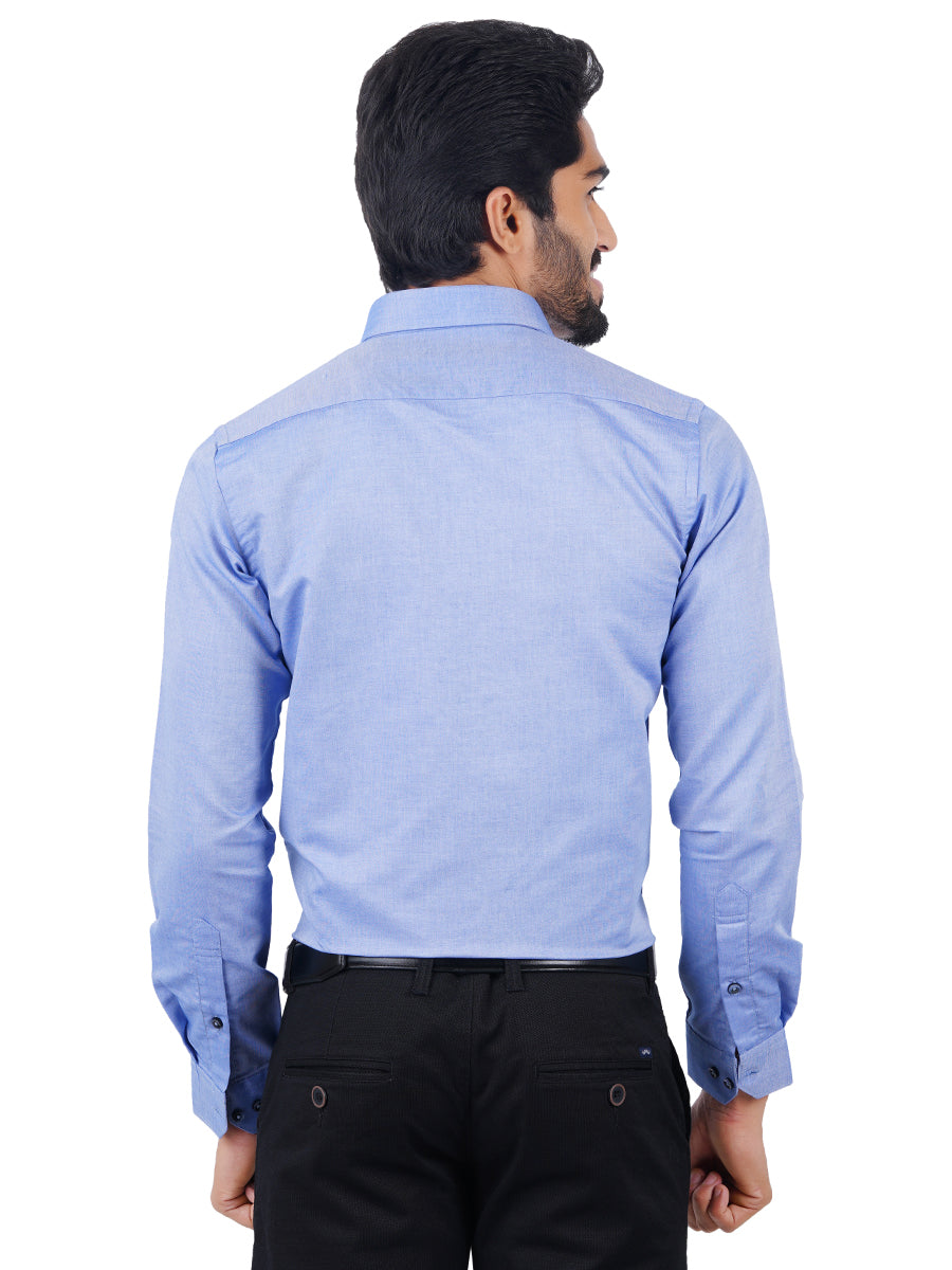 Premium Cotton Shirt Full Sleeves Blue EL GP5-Back view