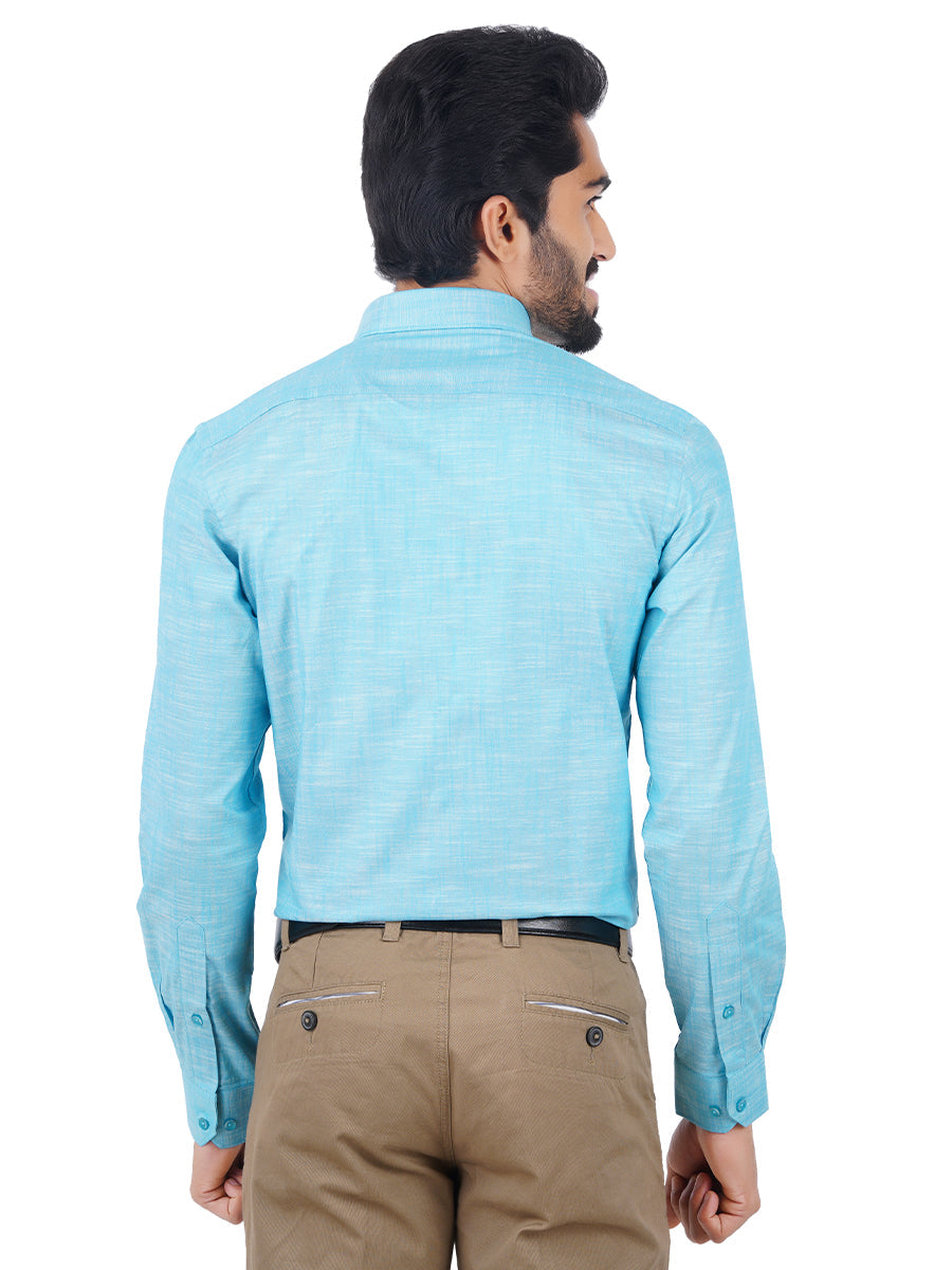 Mens Formal Shirt Full Sleeves Plus Size Sky Blue CL2 GT13-Back view