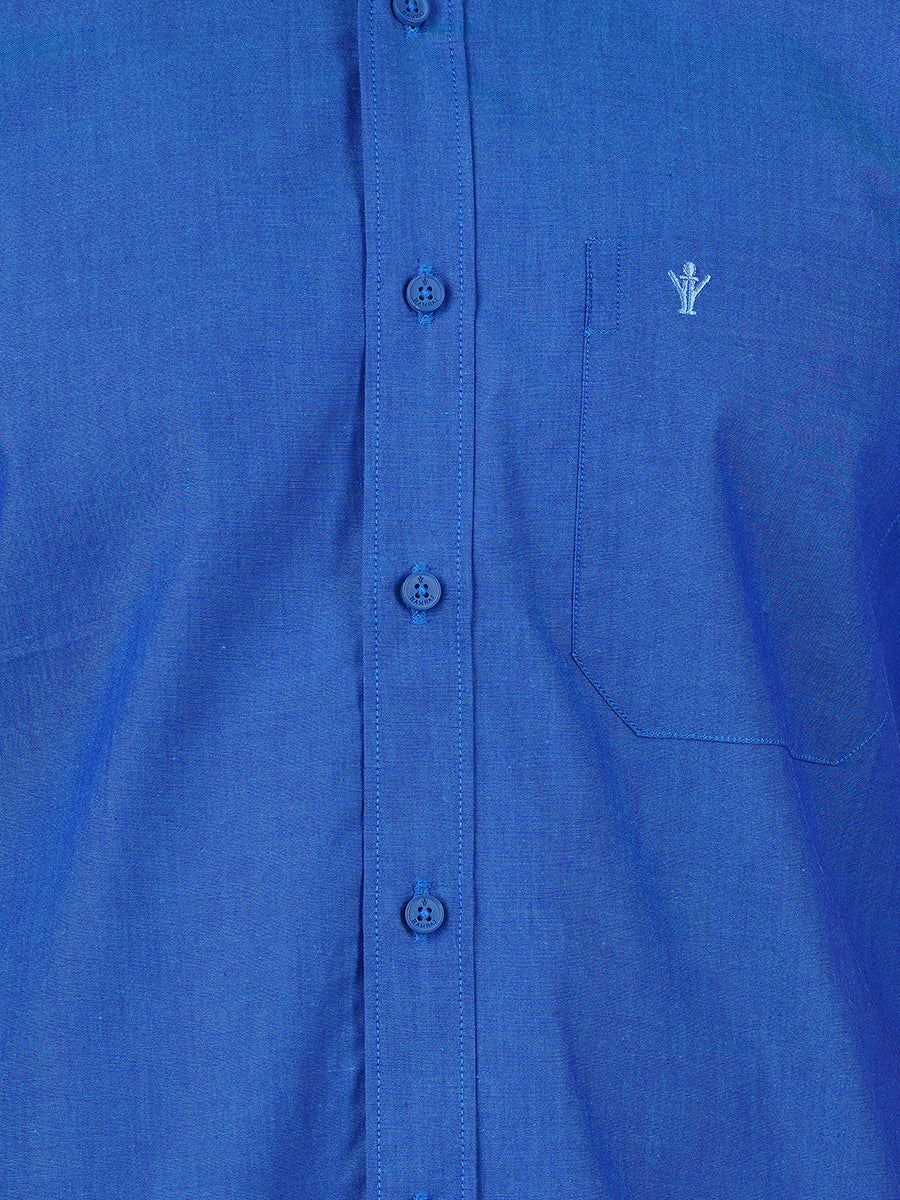 Mens Fancy Border Dhoti & Shirt Set Half Sleeves Blue G101-Zoom view