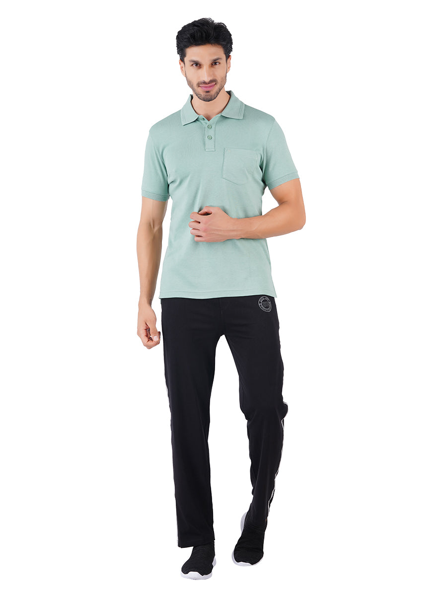 Super Combed Cotton Polo T-Shirt Mint Green with Chest Pocket-Full view