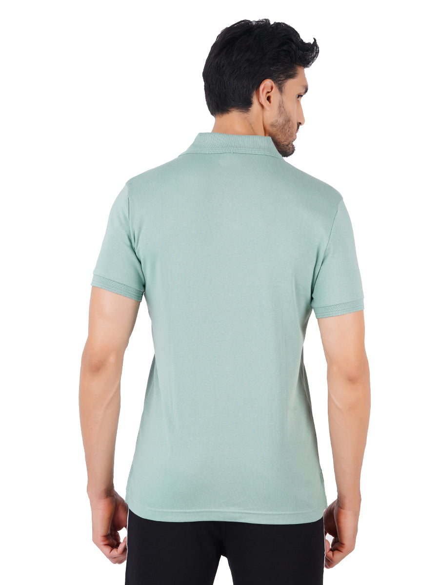 Super Combed Cotton Polo T-Shirt Mint Green with Chest Pocket-Back view