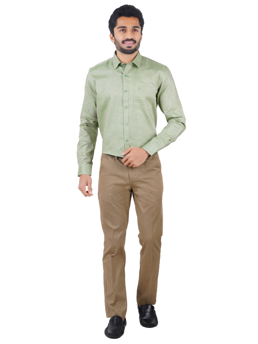 Men Poly Cotton Shirt Full Sleeves Green T18 CY4