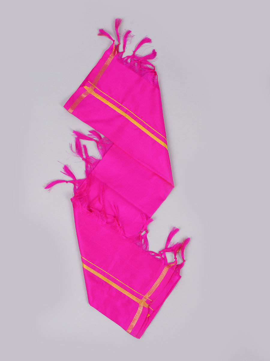 Silk Pooja Towel 2 Mulam Pink-View one