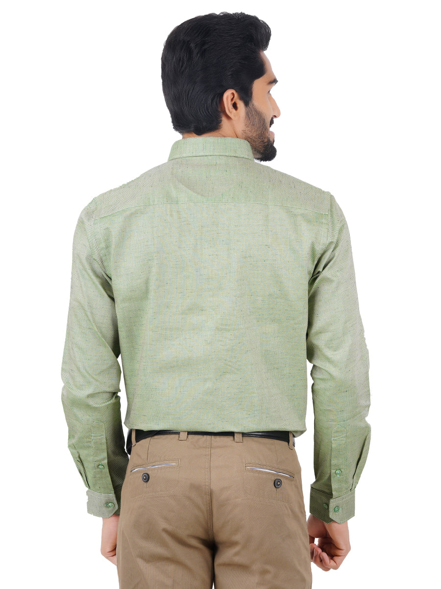 Men Poly Cotton Shirt Full Sleeves Green T18 CY4