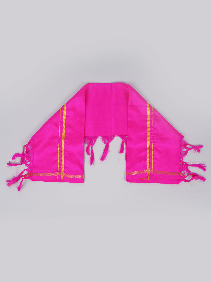 Silk Pooja Towel 2 Mulam Pink