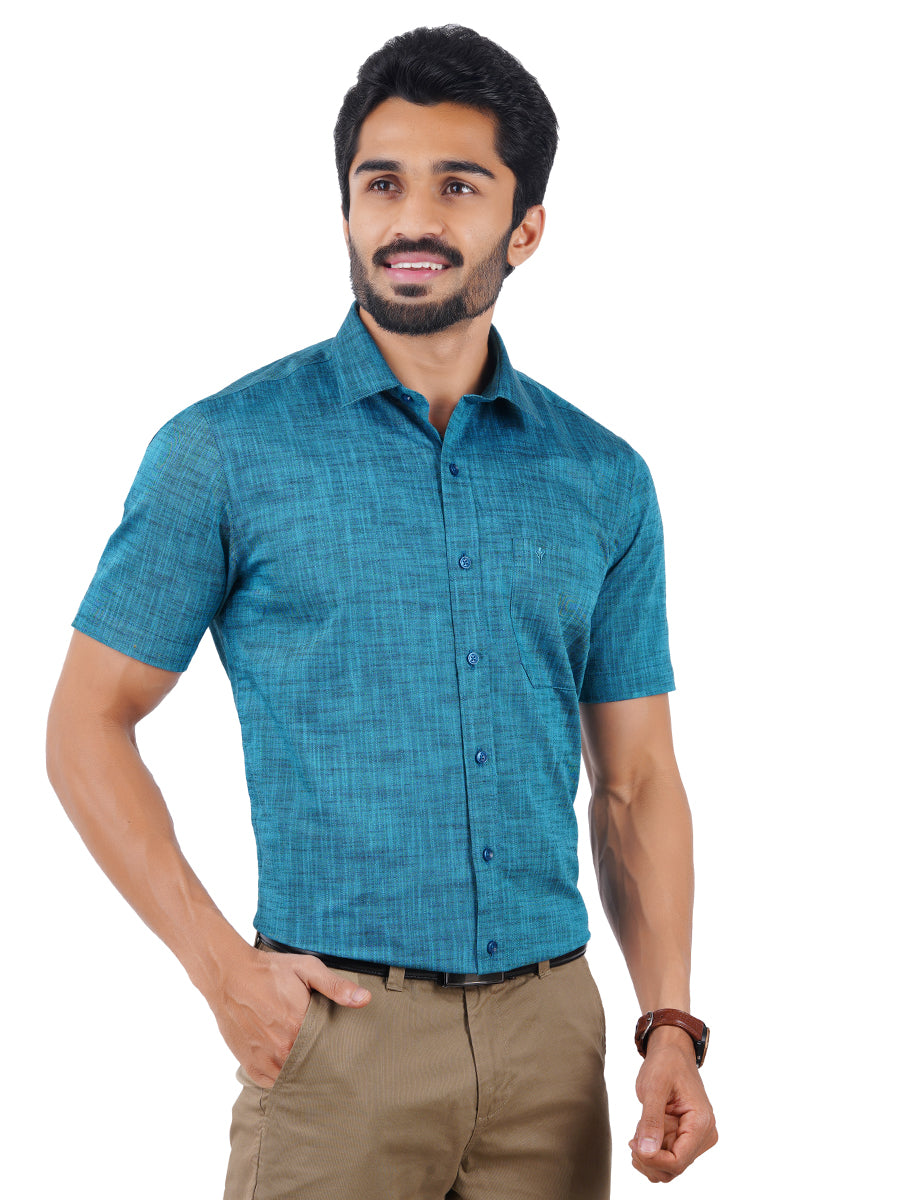 Mens Formal Shirt Half Sleeves Blue CL2 GT9-Side view