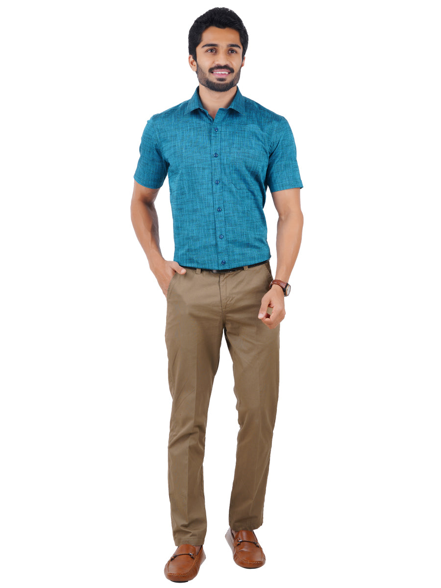 Mens Formal Shirt Half Sleeves Blue CL2 GT9-Full view