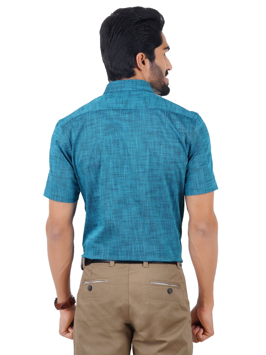 Mens Formal Shirt Half Sleeves Plus Size Blue CL2 GT9-Back view