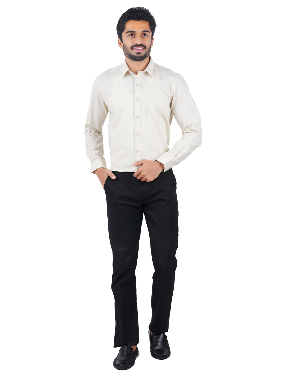 Mens Formal Shirt Full Sleeves Cream CL2 GT15-Full view