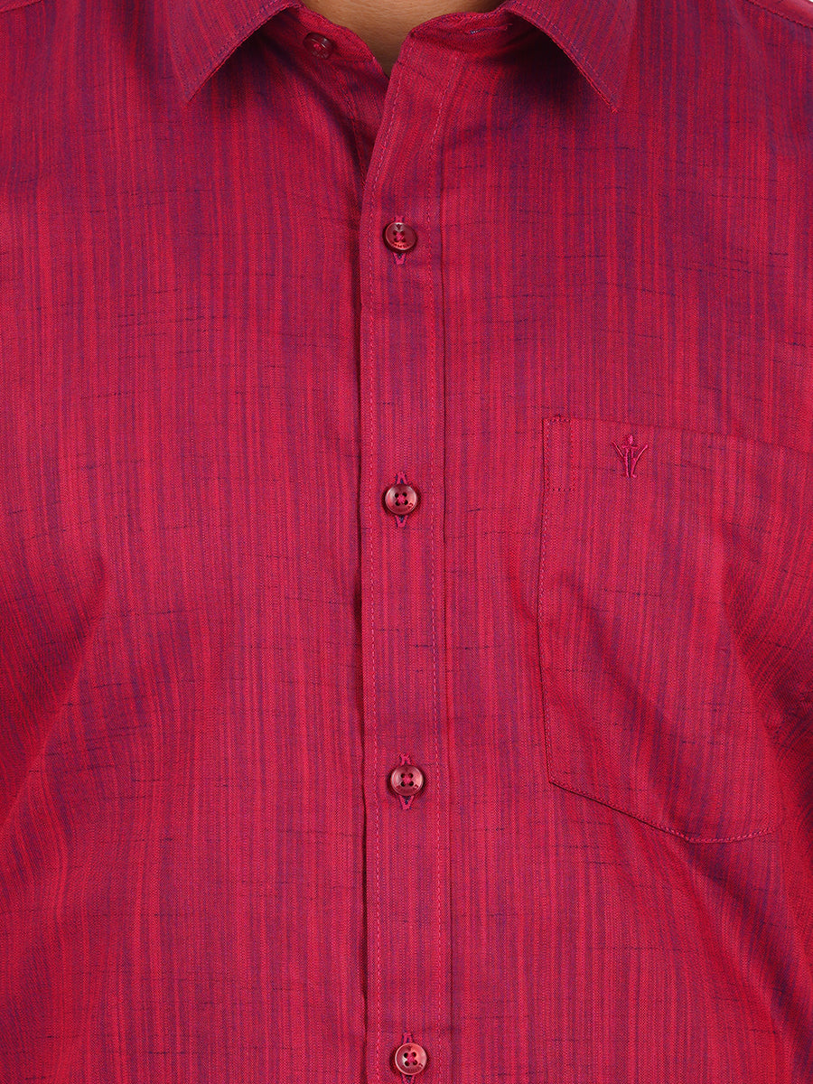 Mens Formal Shirt Half Sleeves Red T32 TH7-Zoom view