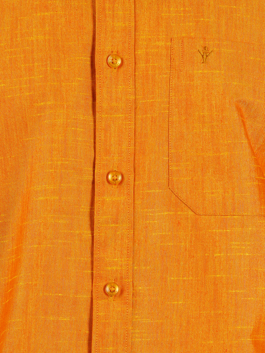 Mens Matching Jari Border Dhoti & Shirt Set Half Yellow VB2-Zoom view