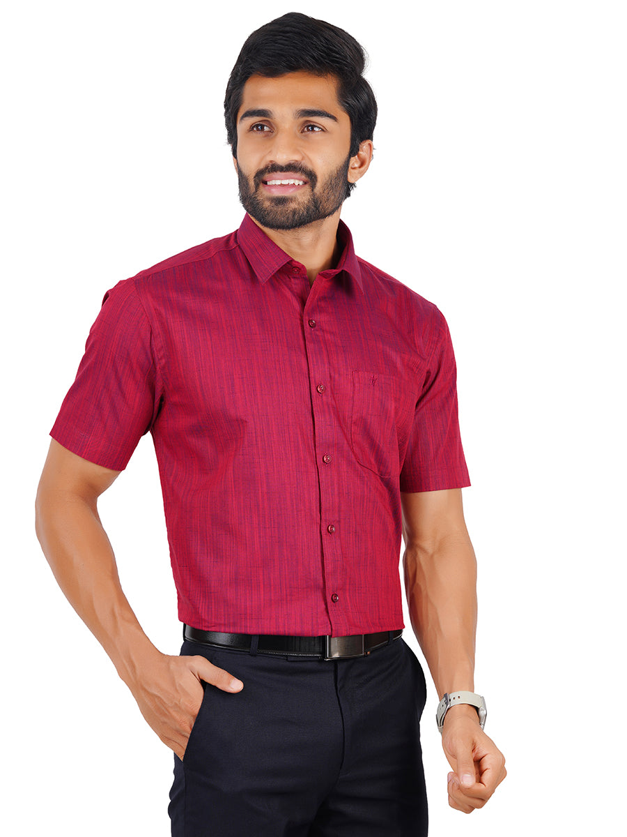 Mens Formal Shirt Half Sleeves Red T32 TH7-Front view