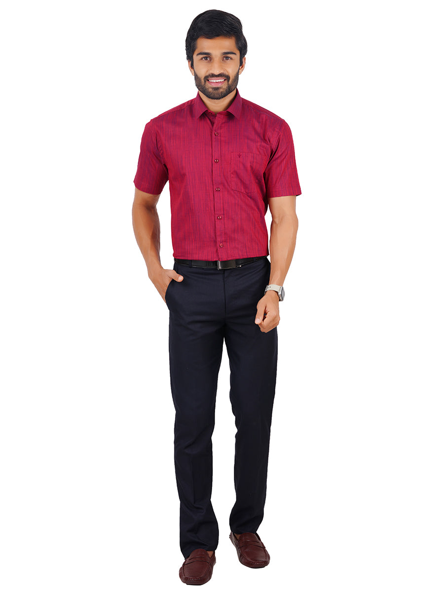 Mens Formal Shirt Half Sleeves Red T32 TH7-Full view