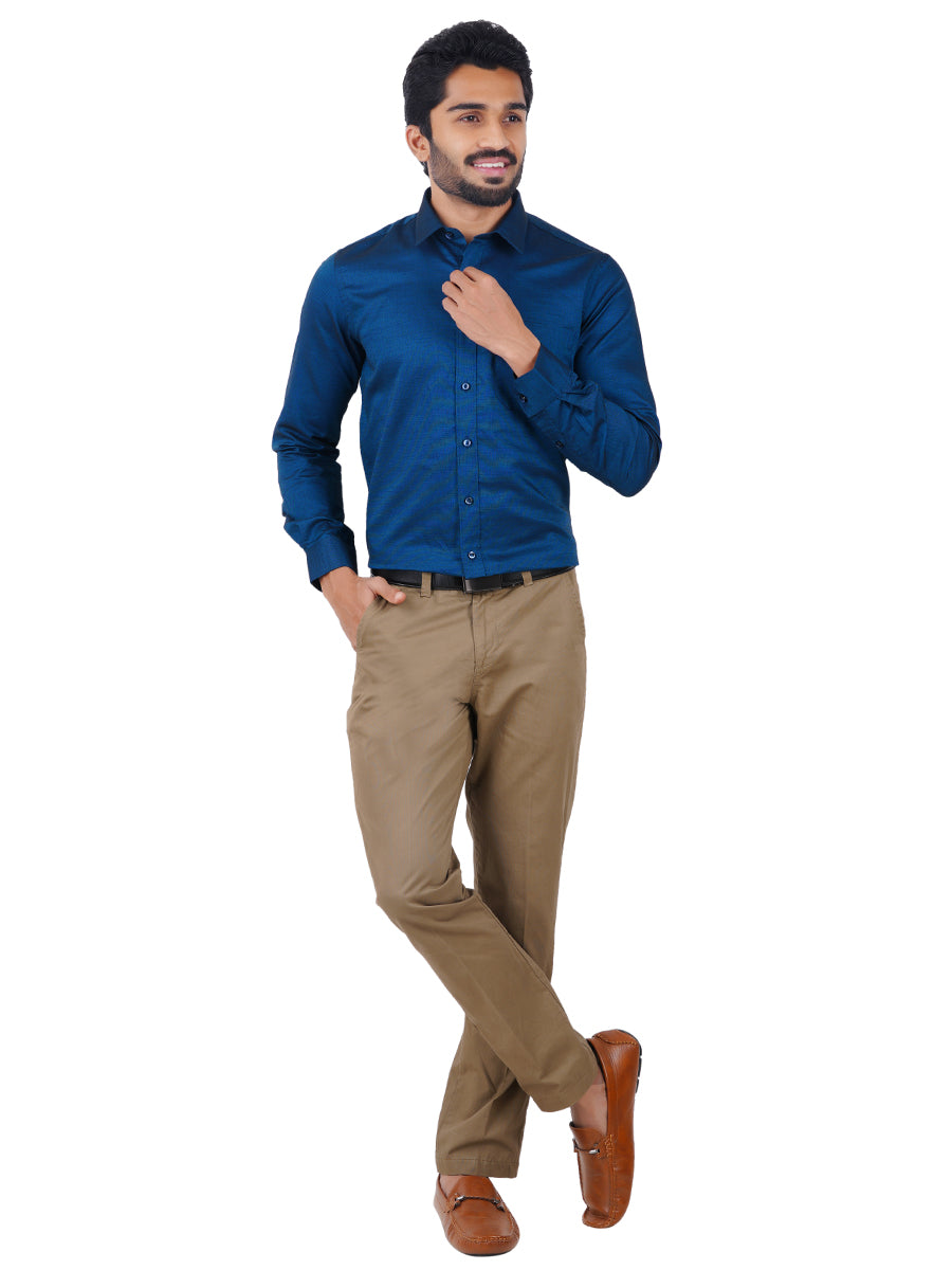 Premium Cotton Shirt Full Sleeves Dark Blue EL GP6-Full view