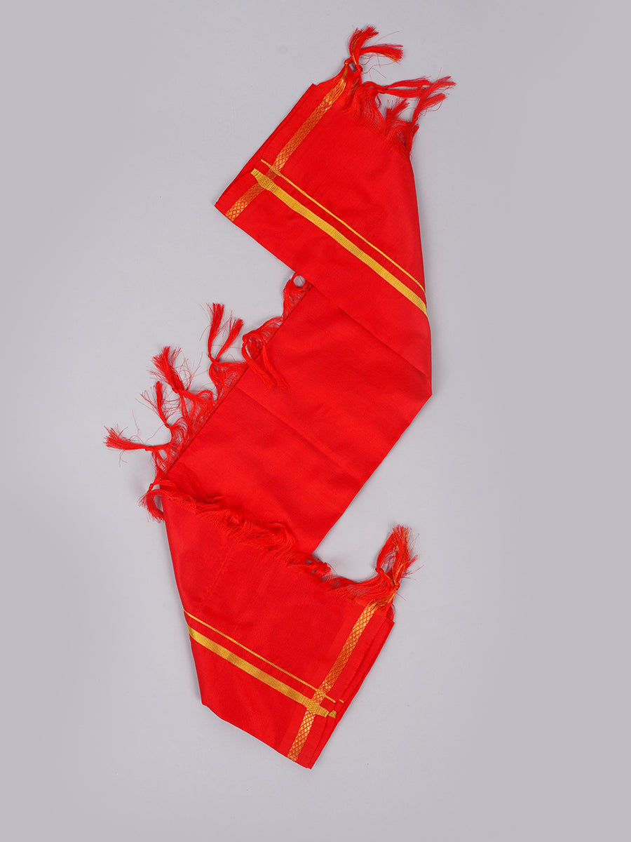 Silk Pooja Towel 4 Mulam Red-view one