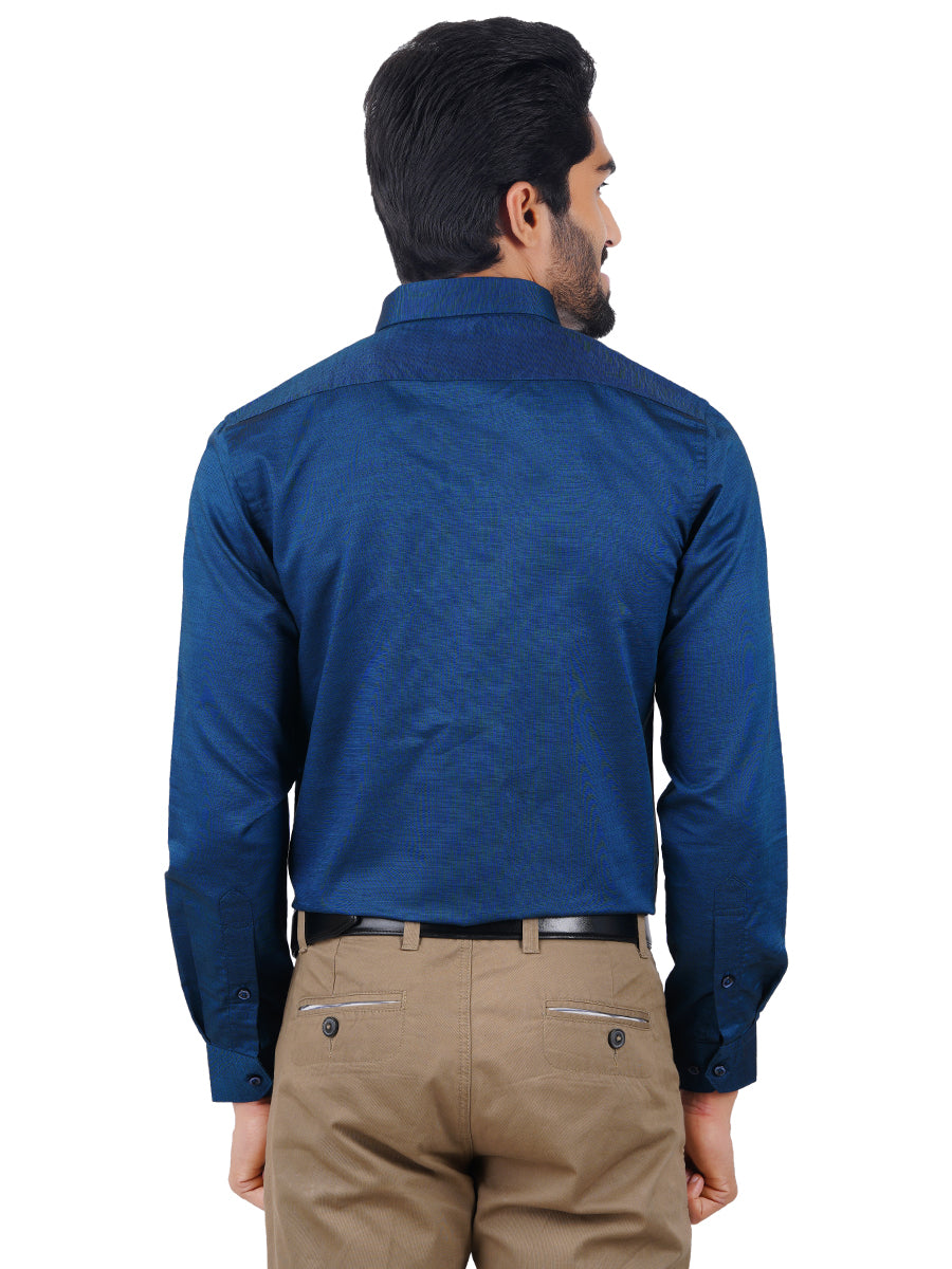 Premium Cotton Shirt Full Sleeves Dark Blue EL GP6-Back view