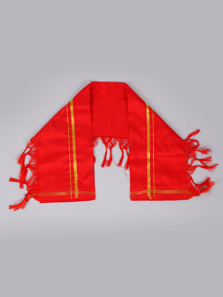Silk Pooja Towel 4 Mulam Red