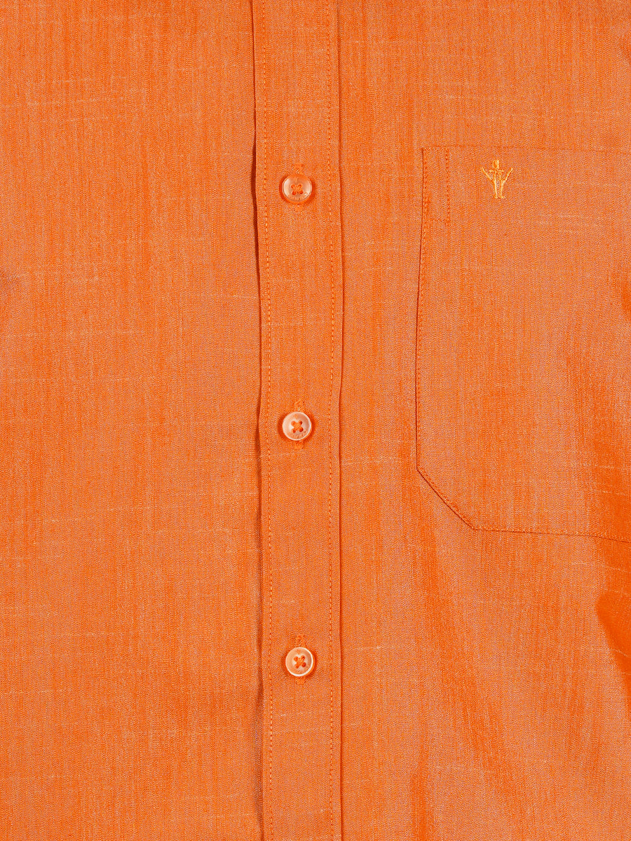 Mens Matching Jari Border Dhoti & Shirt Set Half Orange VB4-zoom view