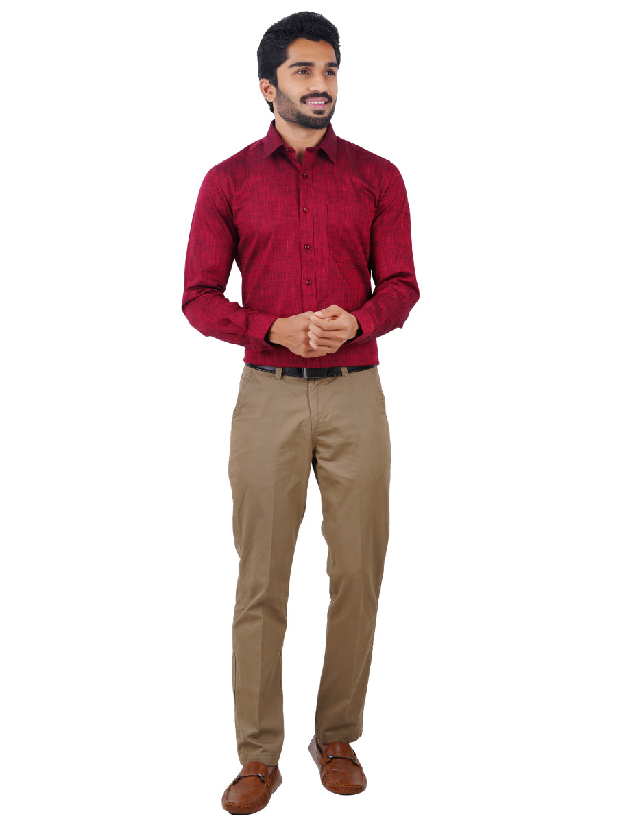 Mens Formal Shirt Full Sleeves Red CL2 GT3-Full view