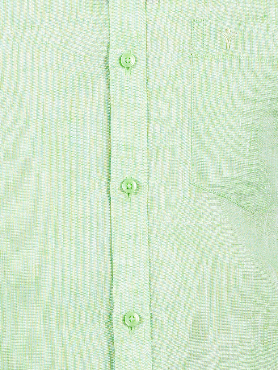 Mens Pure Linen Full Sleeves Shirt Green-Zoom view