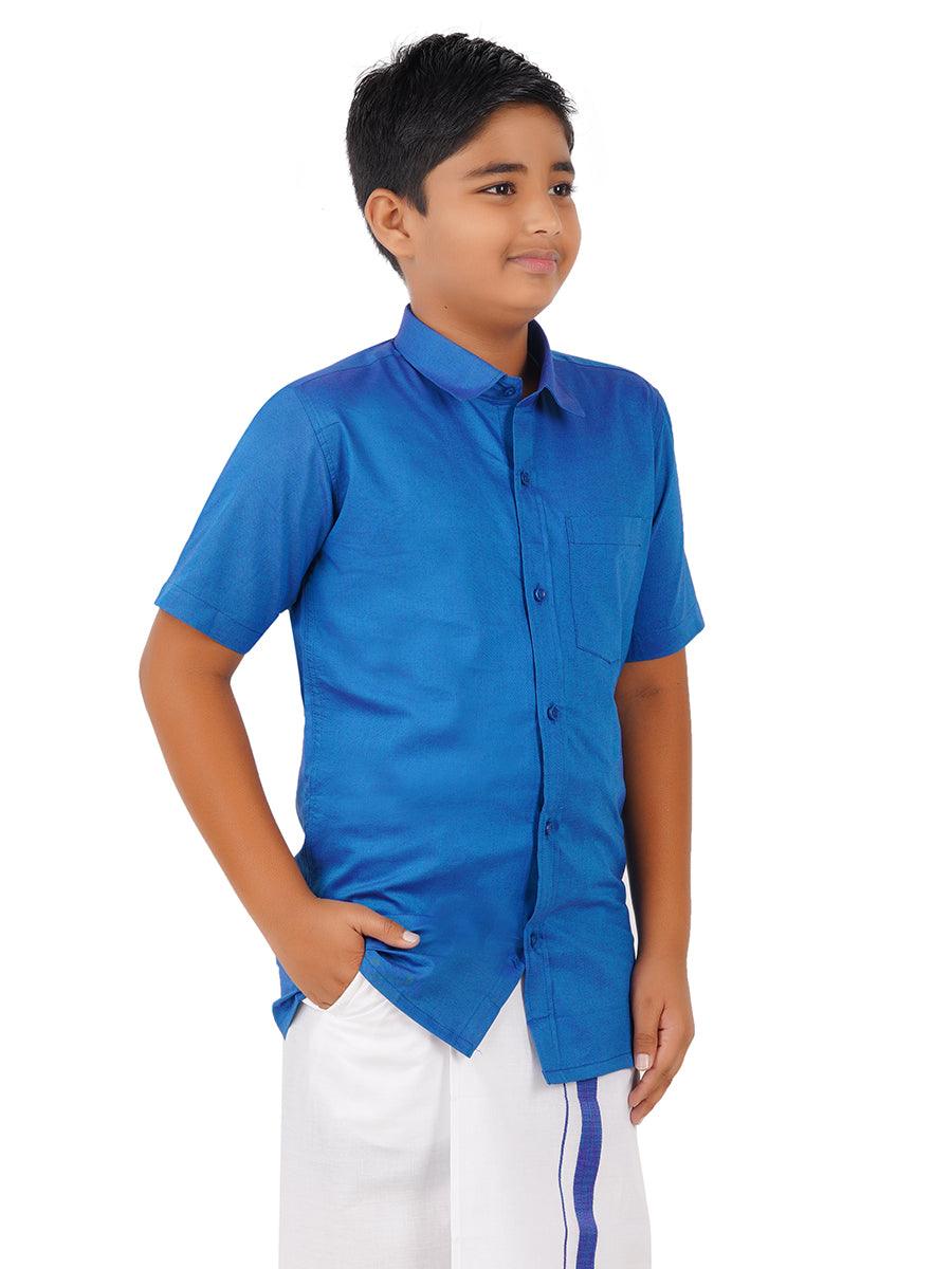 Boys Matching Dhoti & Shirt Combo Madison Blue OX15 -  Ramraj Cotton-Side alternative view