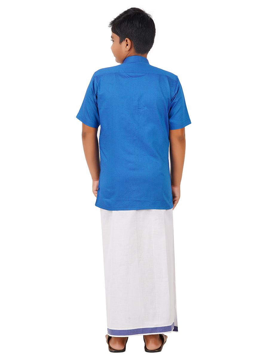 Boys Matching Dhoti & Shirt Combo Madison Blue OX15 -  Ramraj Cotton-Back view
