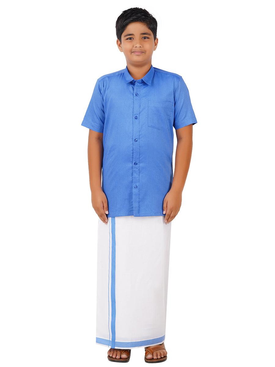 Boys Matching Dhoti & Shirt Combo Sapphire Blue OX10 -  Ramraj Cotton