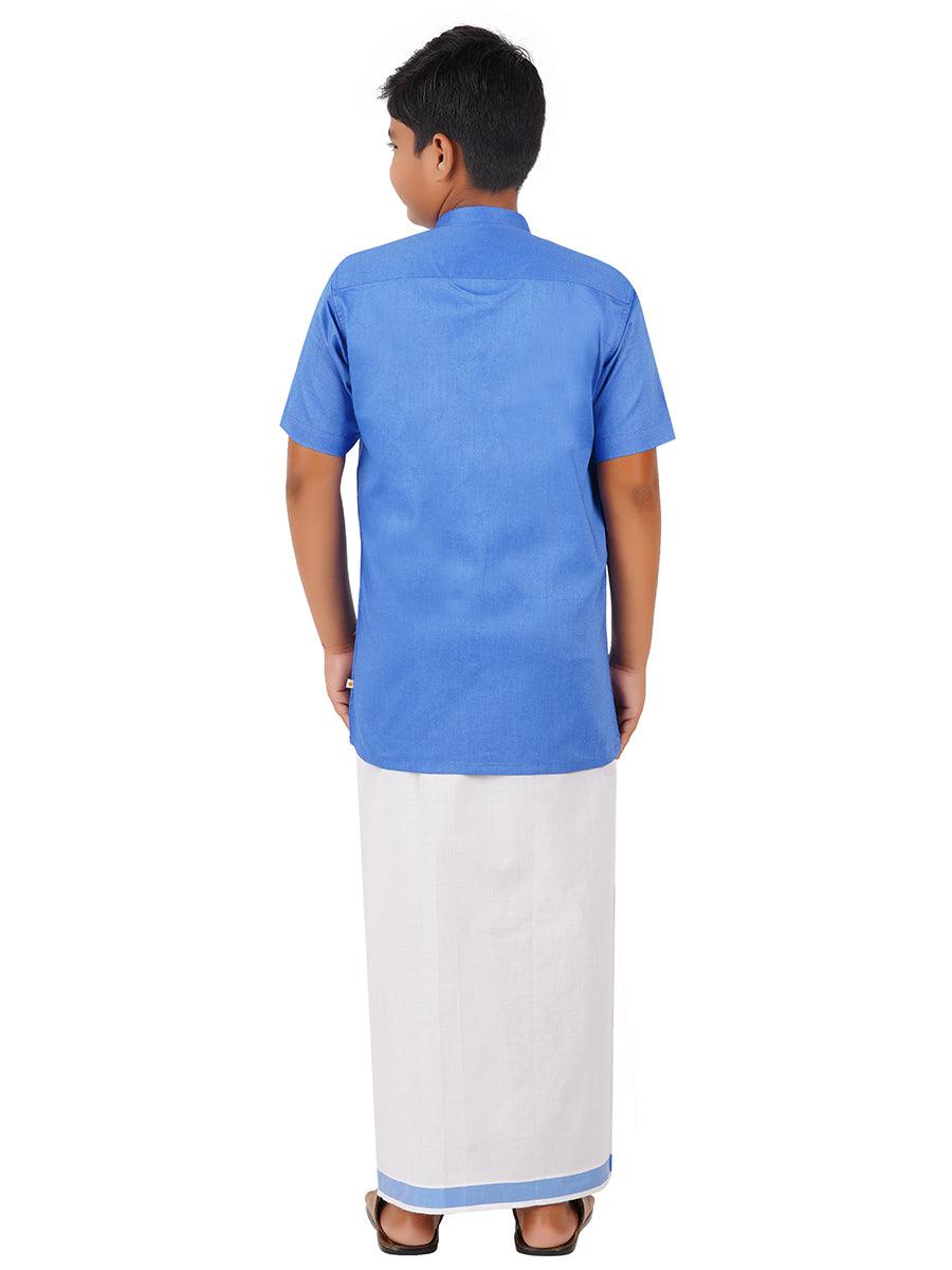 Boys Matching Dhoti & Shirt Combo Sapphire Blue OX10 -  Ramraj Cotton-Back view