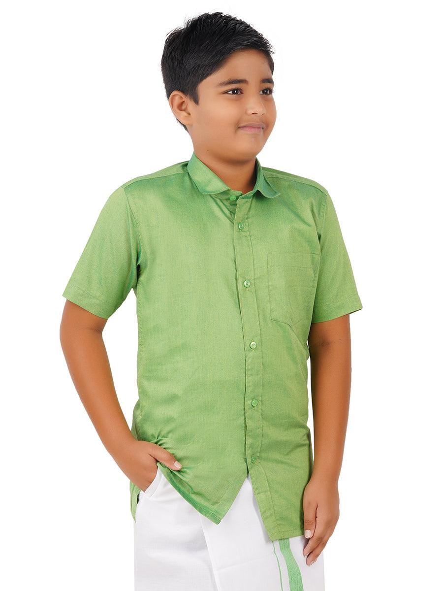 Boys Matching Dhoti & Shirt Combo Lime Green OX14 -  Ramraj Cotton-Side alternative view
