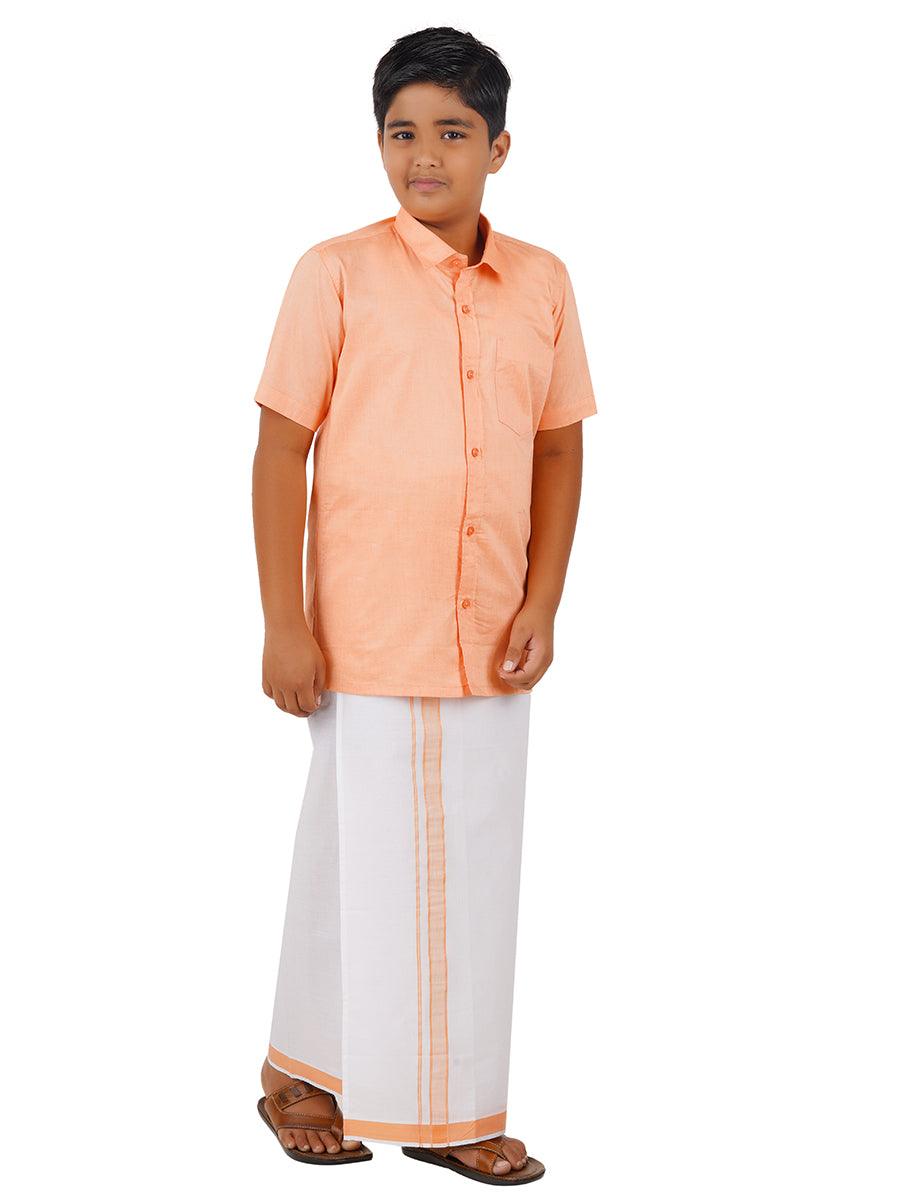 Boys Matching Dhoti & Shirt Combo Salmon OX27 -  Ramraj Cotton
