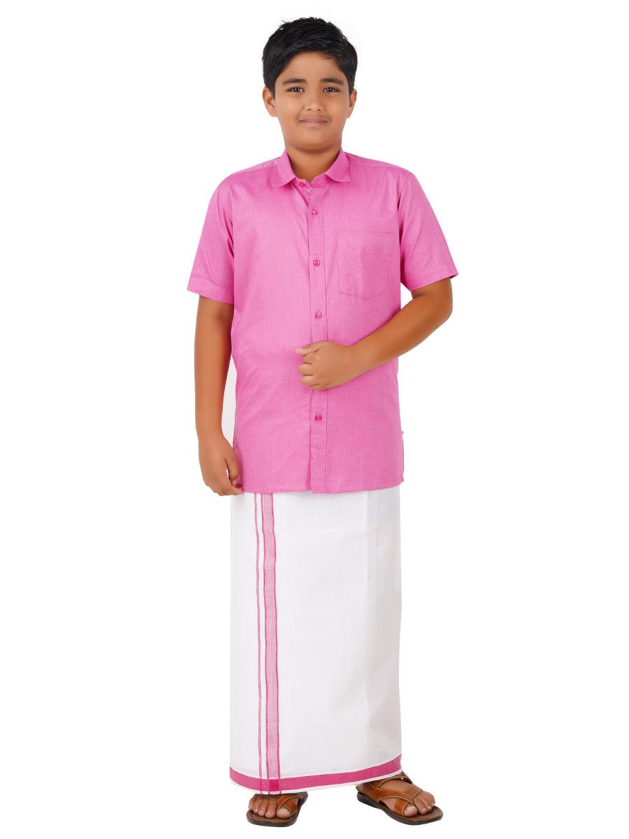 Boys Matching Dhoti & Shirt Combo Pink OX33 -  Ramraj Cotton