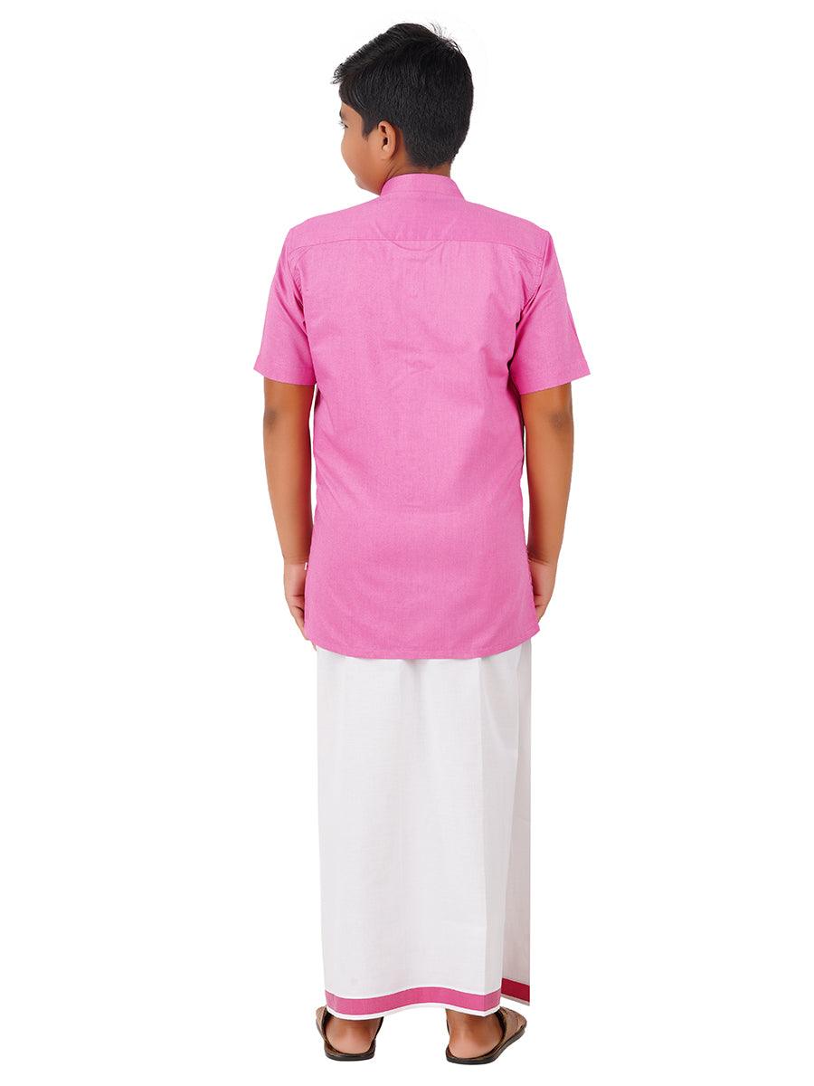 Boys Matching Dhoti & Shirt Combo Pink OX33 -  Ramraj Cotton-Back view