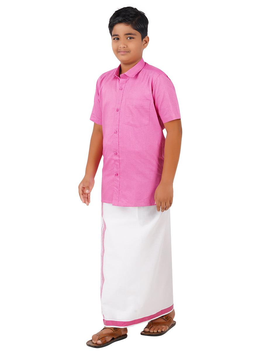 Boys Matching Dhoti & Shirt Combo Pink OX33 -  Ramraj Cotton-Side view