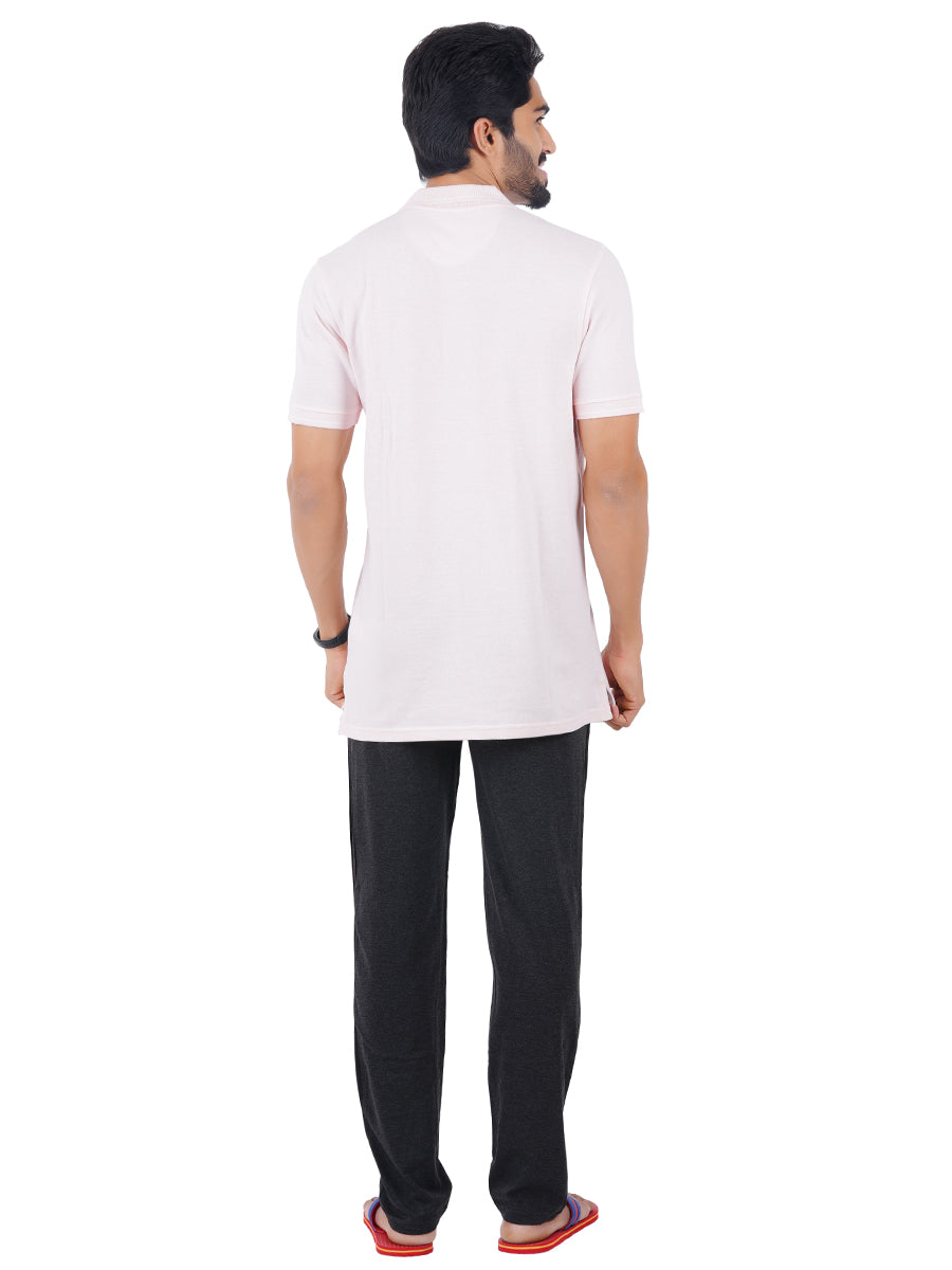 Mens Super Combed Cotton Polo T-Shirt with Smart Fit Track Pant Set-Back view