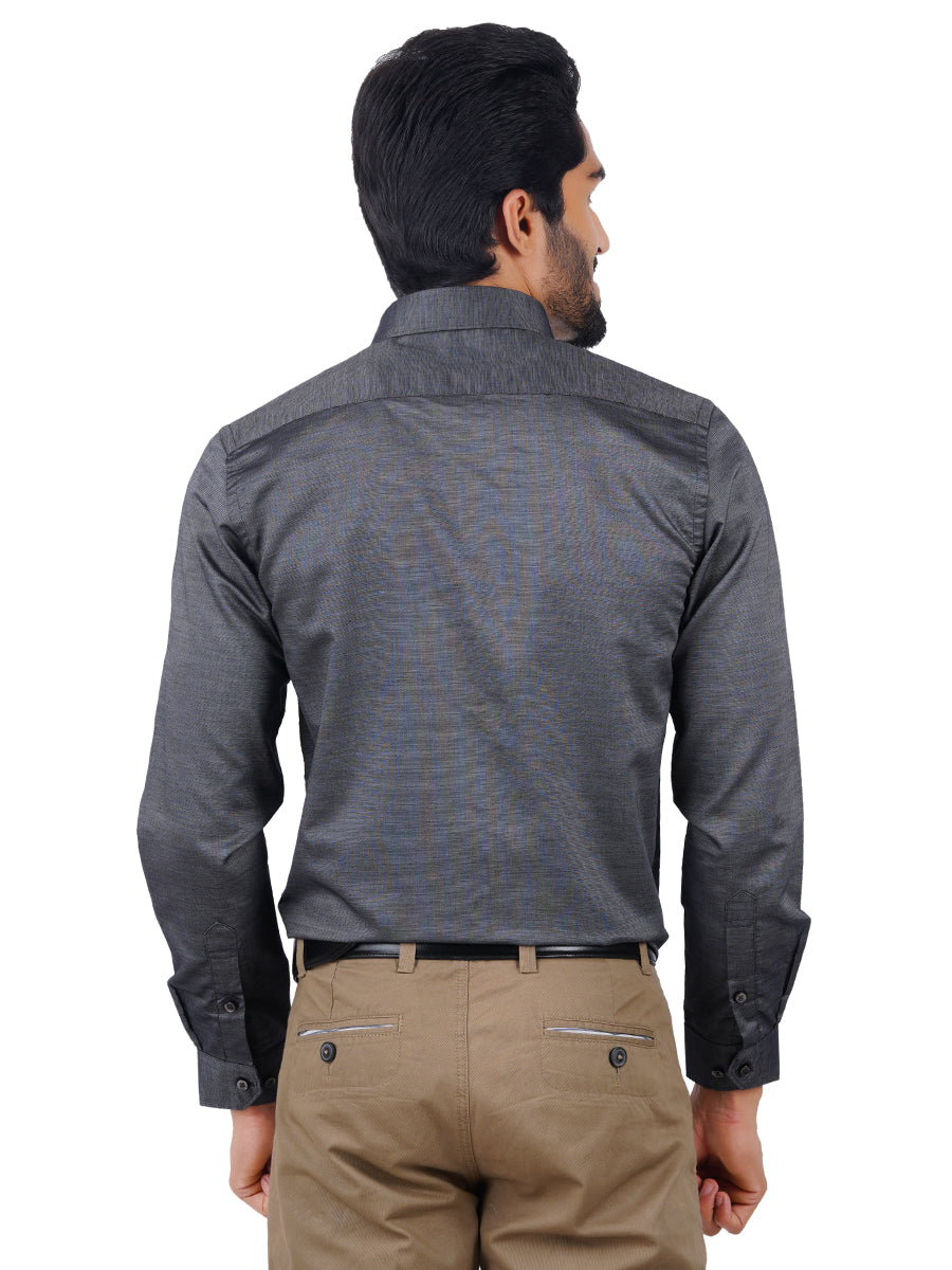 Premium Cotton Shirt Full Sleeves Grey EL GP2-Back view