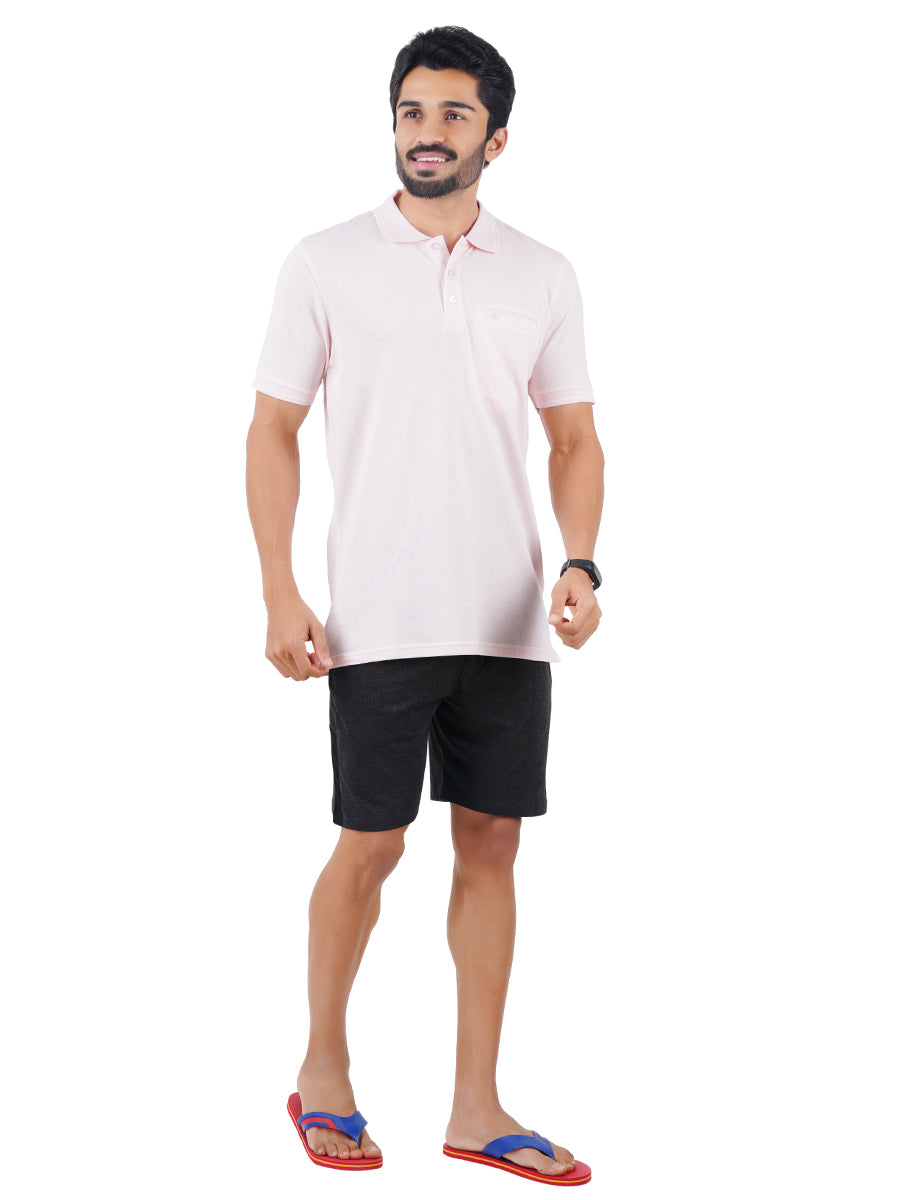 Mens Cotton Blend Smart Fit Polo T-Shirt with Pocket Shorts Set