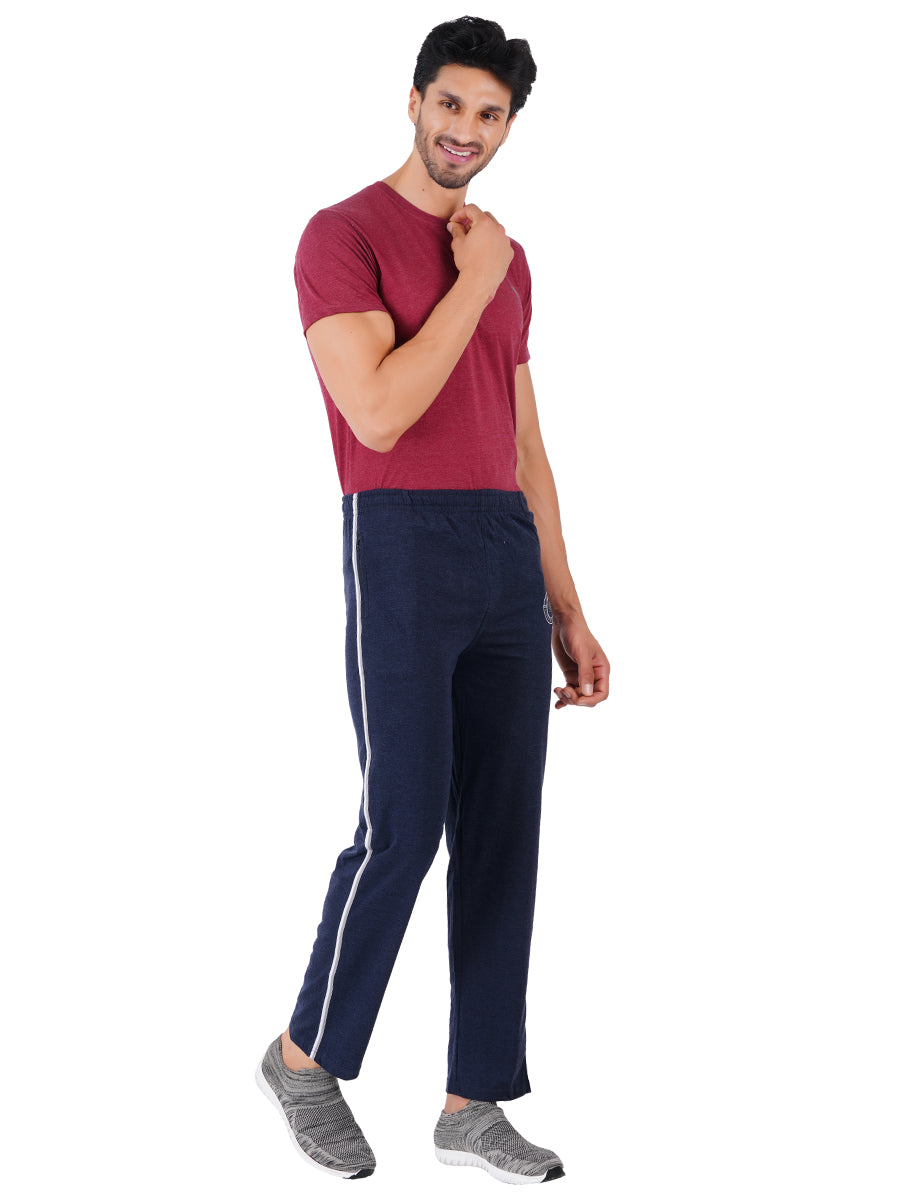 Men's Super Combed Cotton Comfort Fit Tracks with Zipper Pocket Blue-Side alternative view