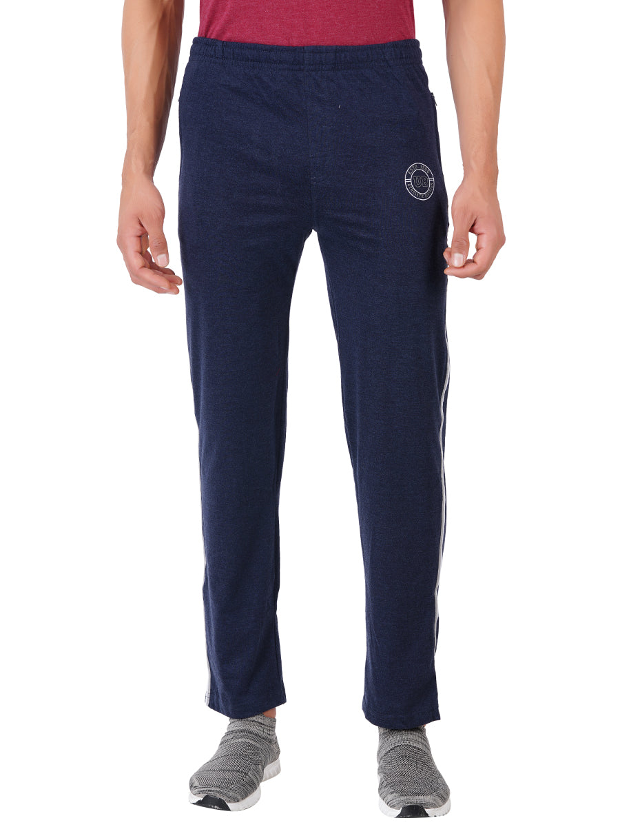 Men's Super Combed Cotton Comfort Fit Tracks with Zipper Pocket Blue