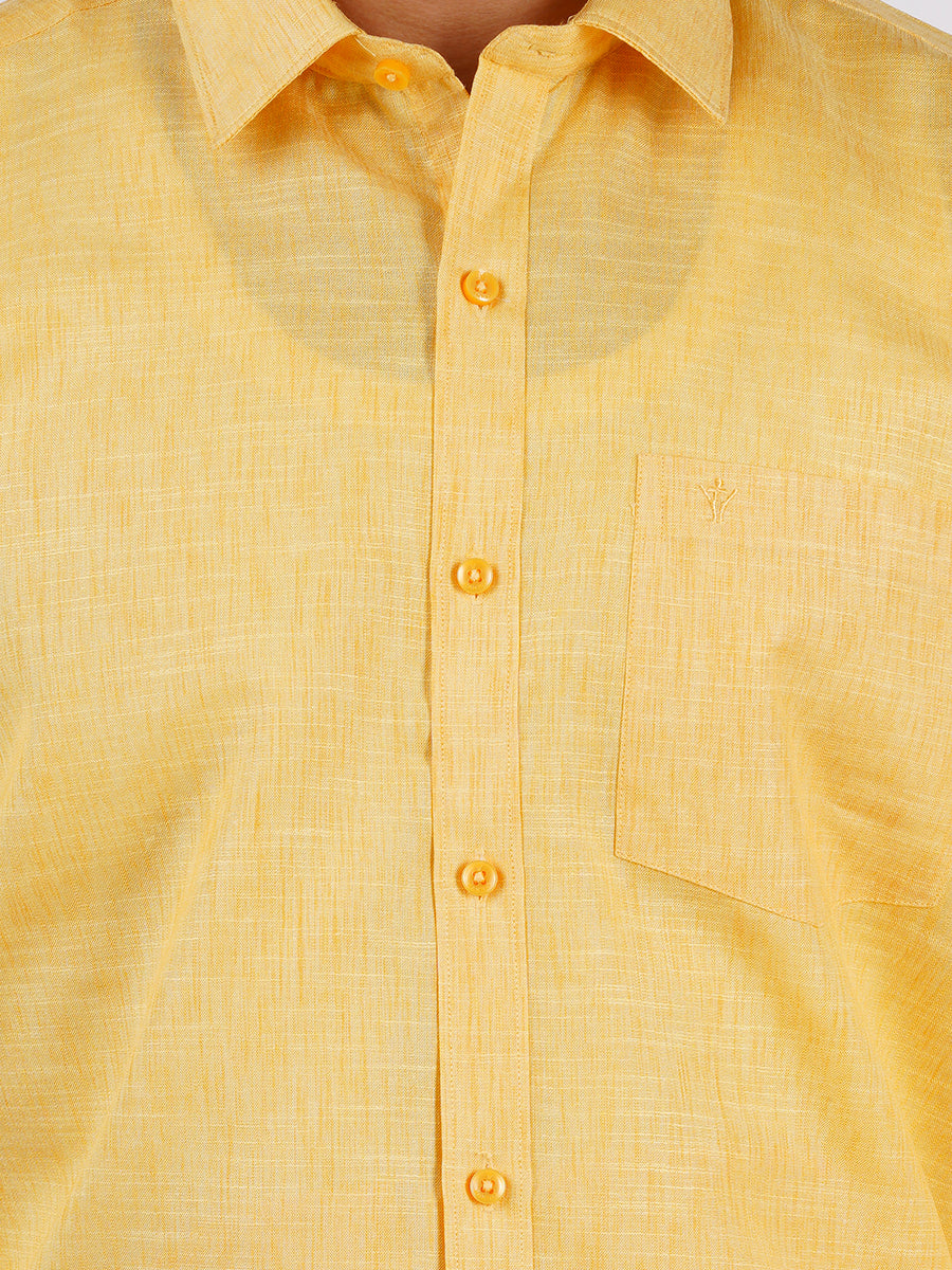 Mens Cotton Blenden Formal Shirt Full Sleeves Yellow T12 CK6-Zoom view