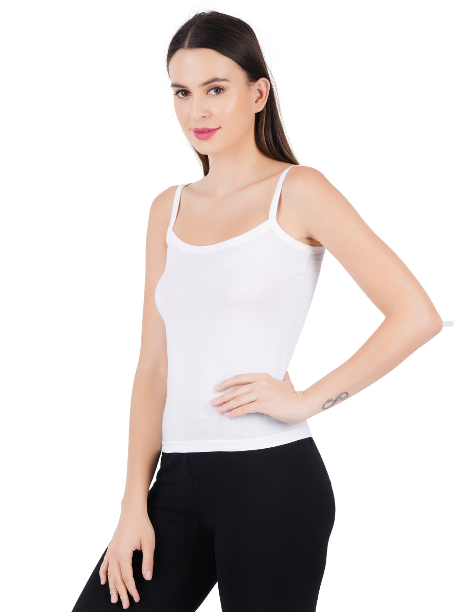 Womens White Camisole Cheers (2 PCs Pack)-Side view