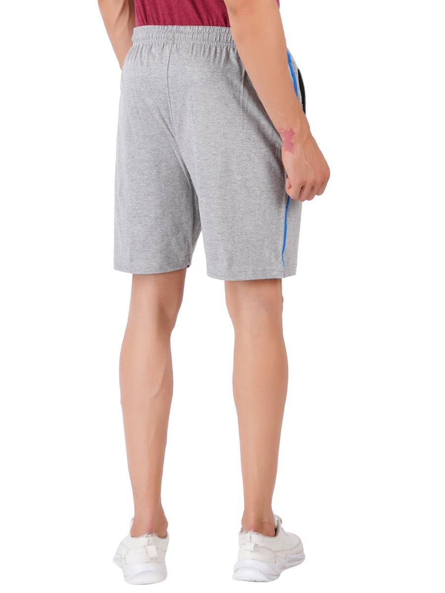 Mens Super Combed Cotton Comfort Fit One Side Zipper Shorts Grey-Back view